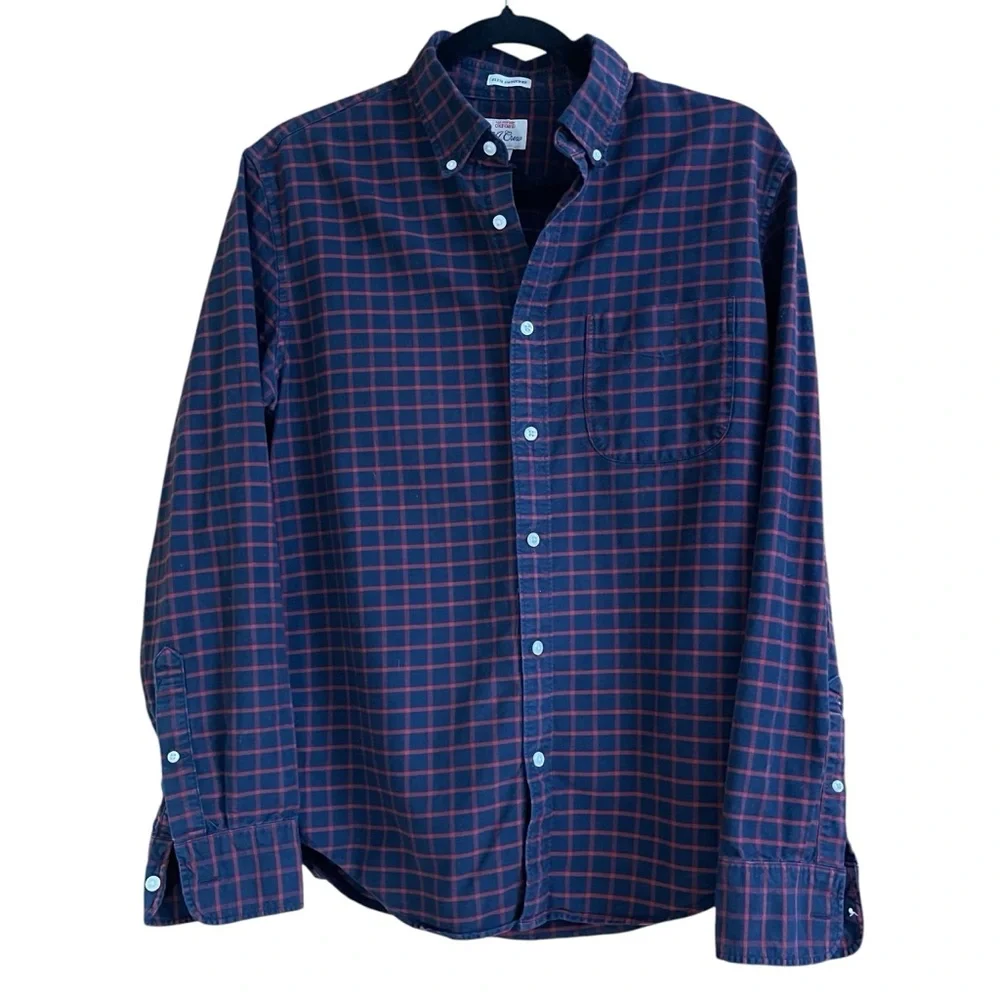 J. Crew Blue Red Plaid Button Down Shirt Men’s Long Sleeve Casual Preppy Cotton